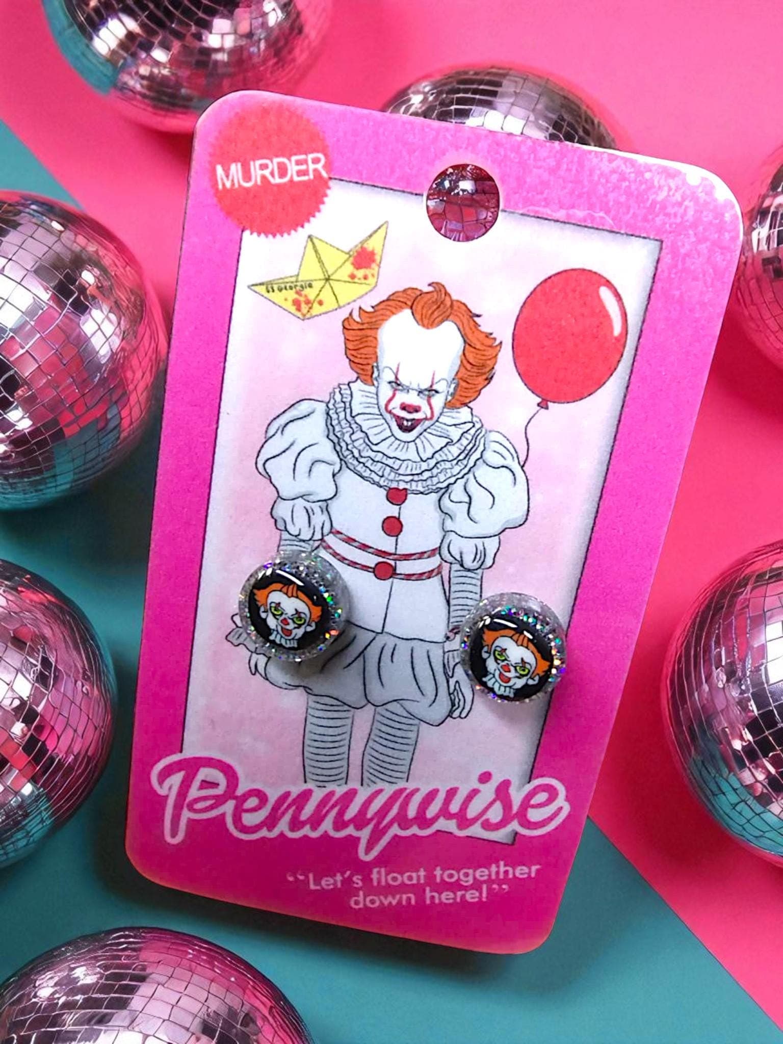 Clown Cutie- Horror Movie- Characters- Fun Lightweight Earrings- Resin/Stainless Steel