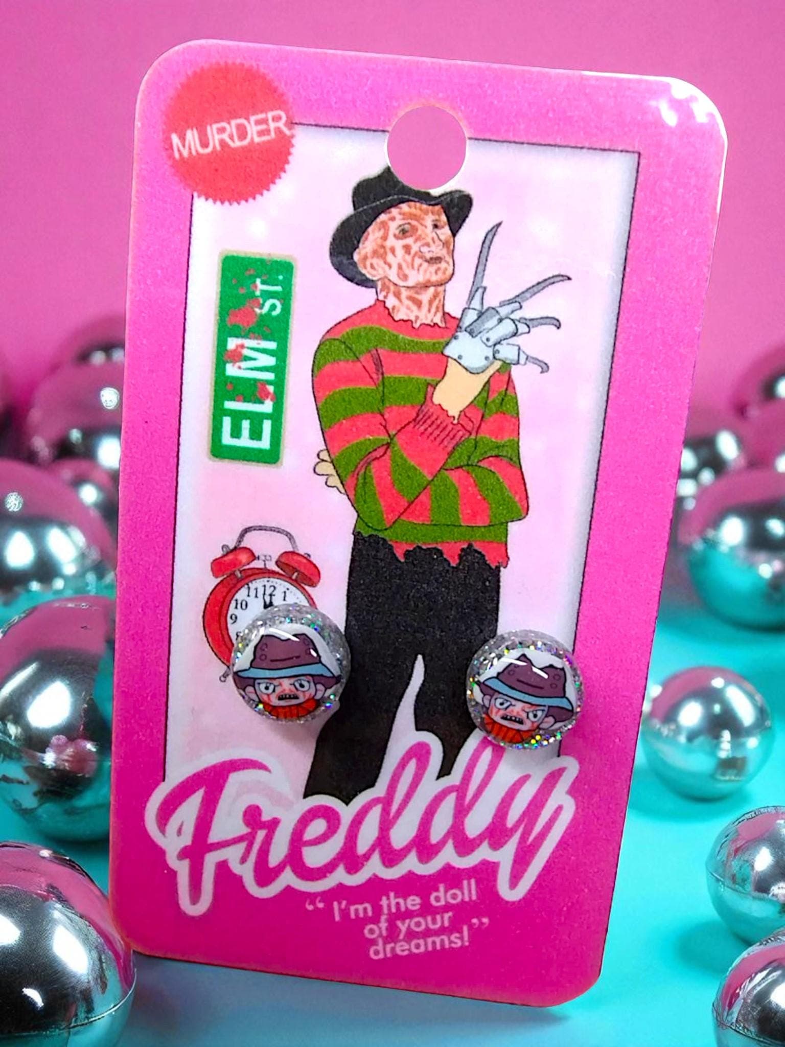 Nightmare Street Cutie- Horror Movies- Characters- Fun Lightweight Earrings- Resin/Stainless Steel