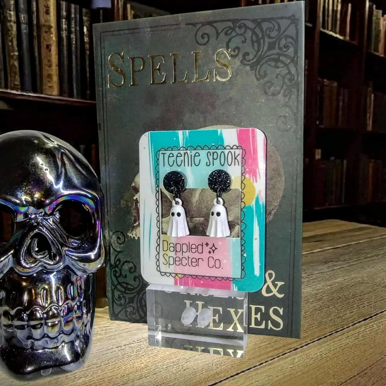 Teenie Spook Stud Dangle Earrings- Fun Lightweight Earrings- Resin/Stainless Steel