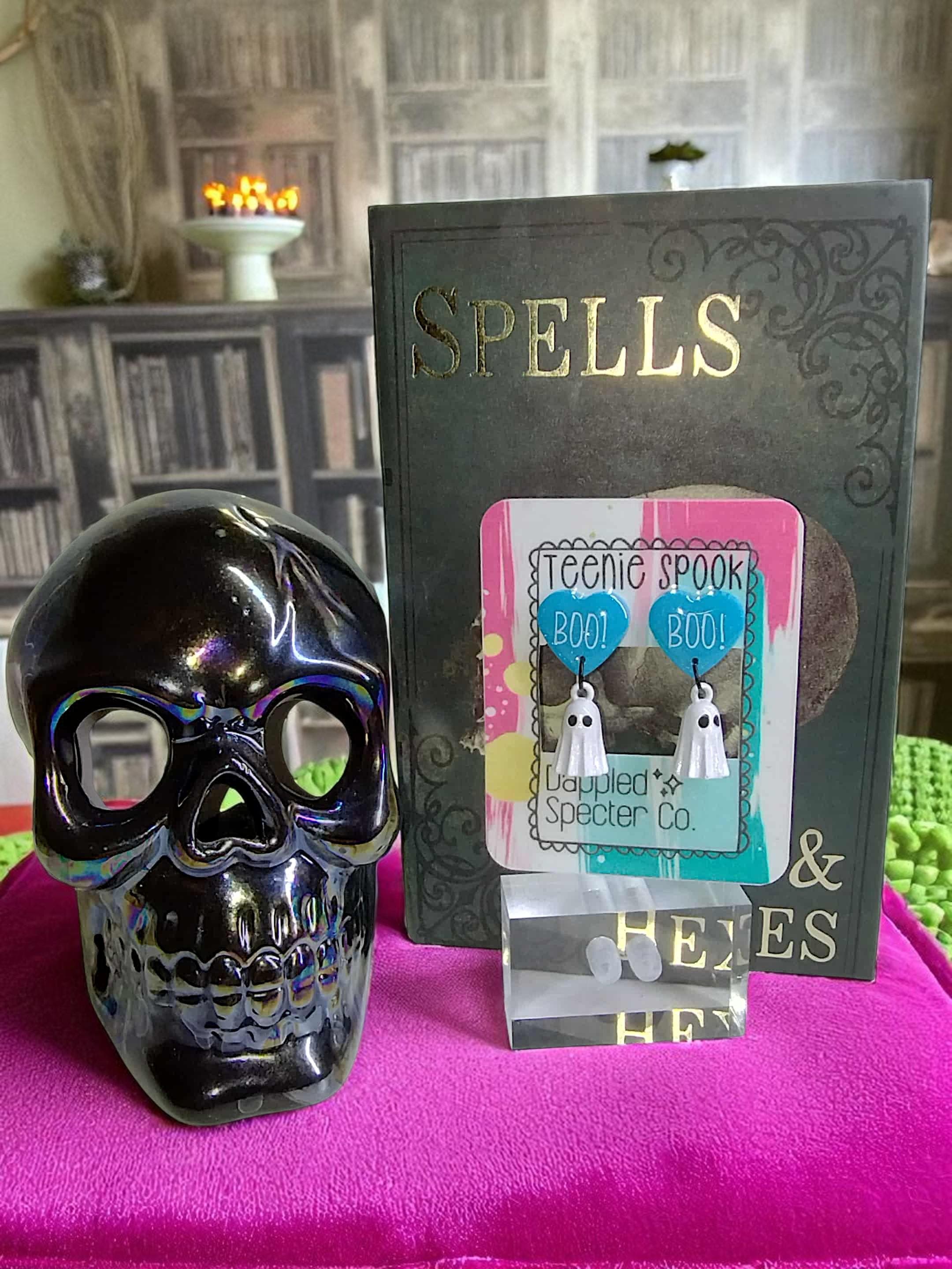 Teenie Spook Stud Dangle Earrings- Fun Lightweight Earrings- Resin/Stainless Steel